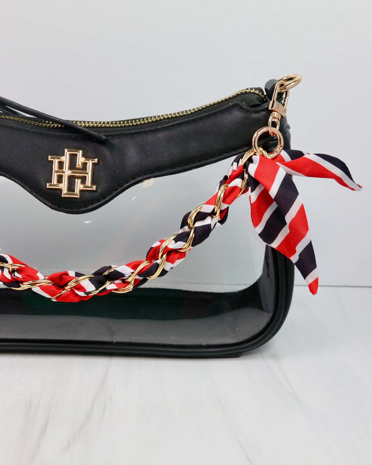 Scarf Purse Chain - Black and Red