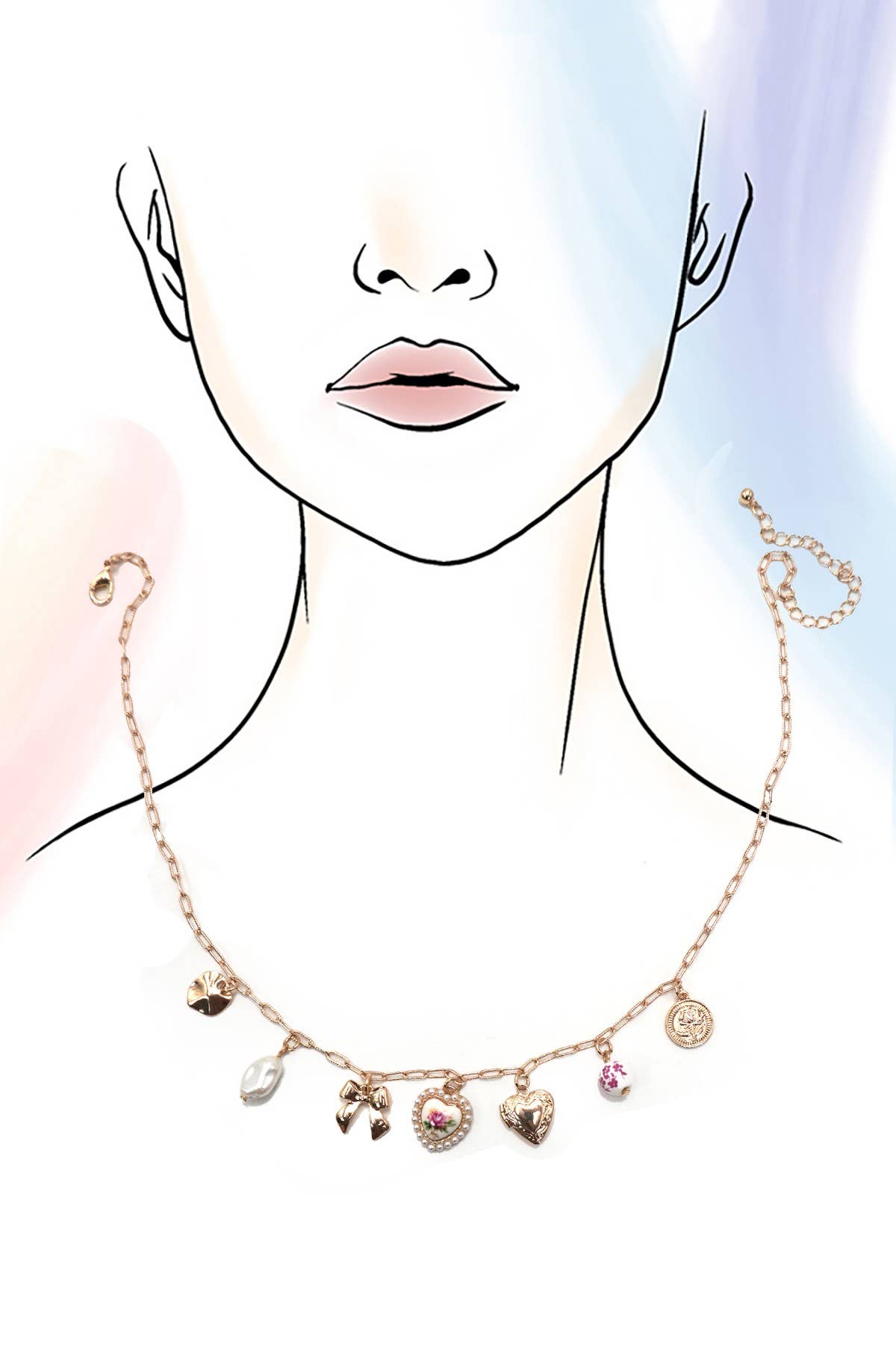 Charm Necklace/ Pink Bow