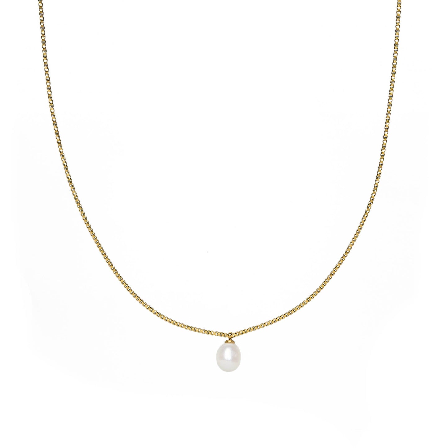 Box Chain Pearl Necklace
