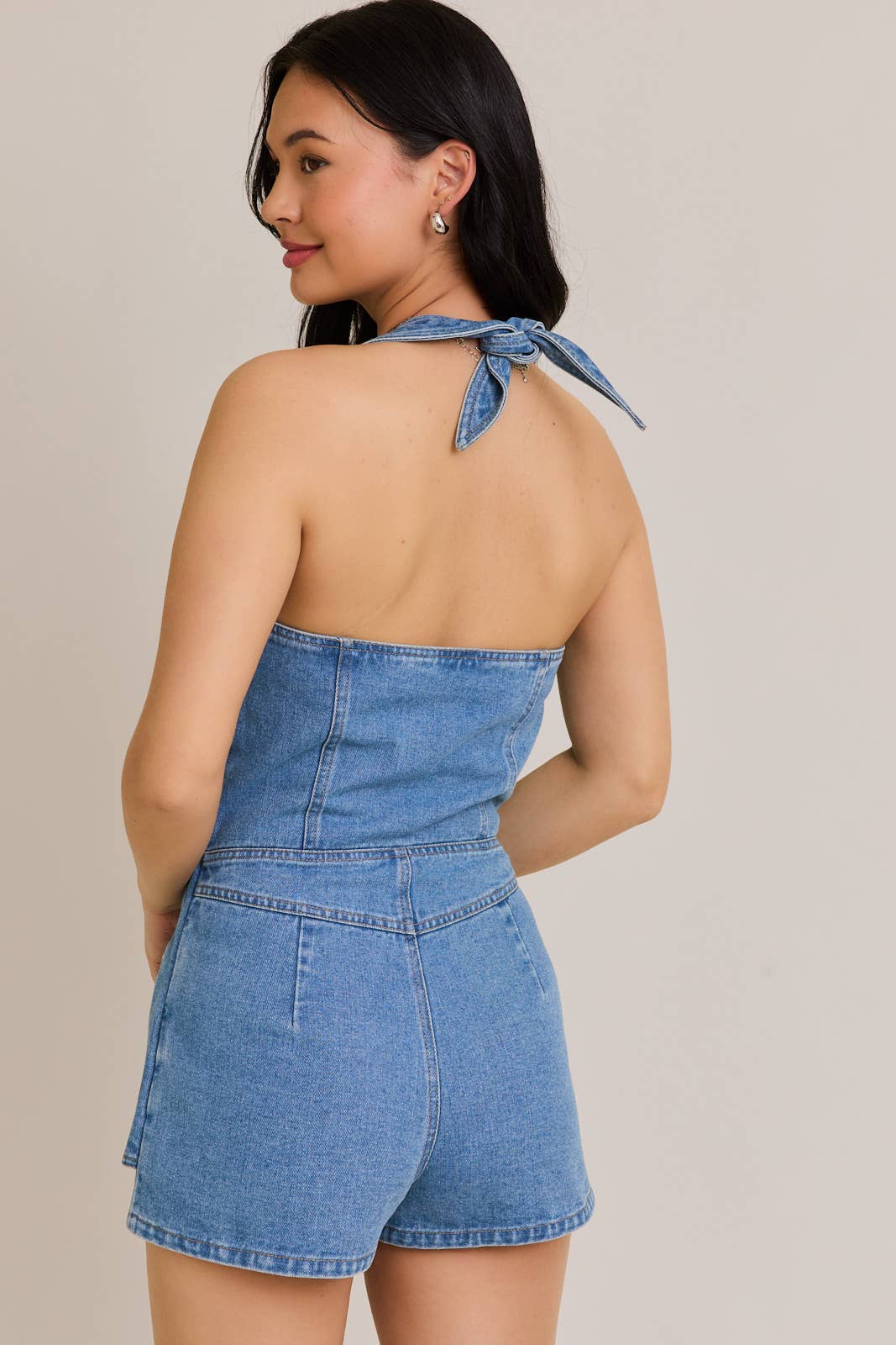 Denim Halter Top Romper