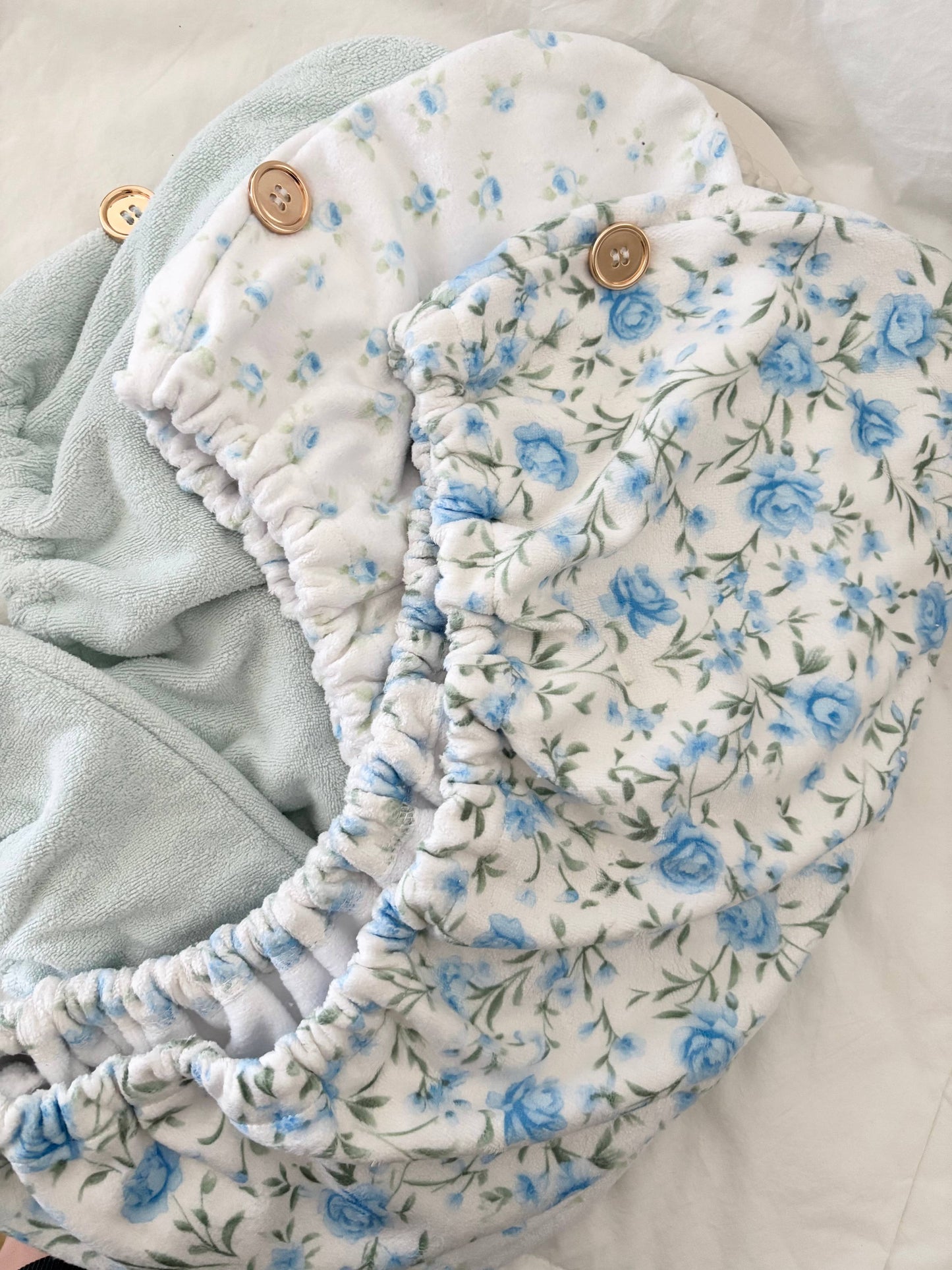 Quick Dry Hair Towel - Blue floral