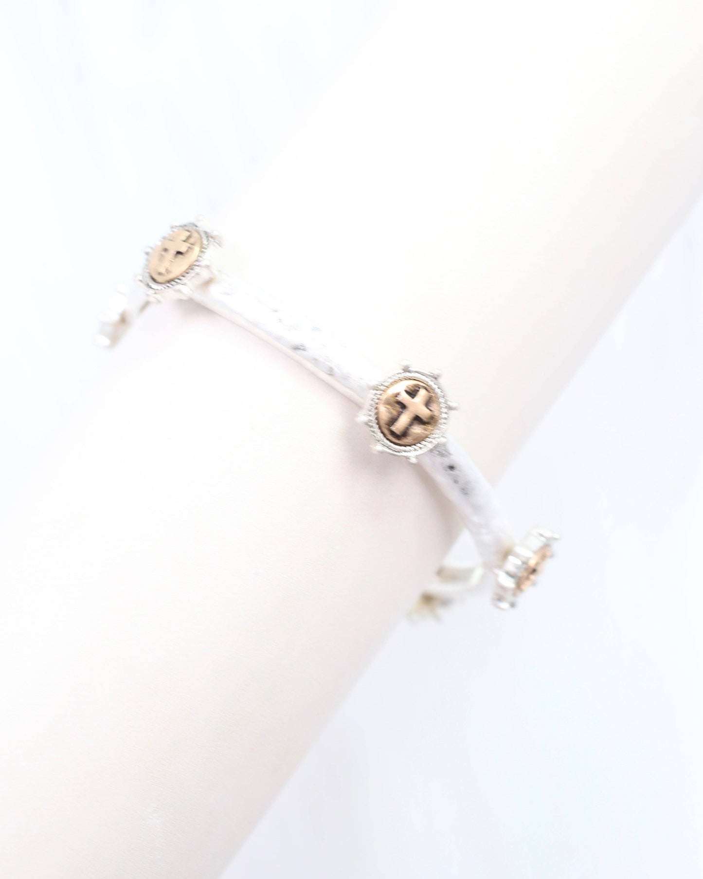 Cross Stretch Bracelet - Silver