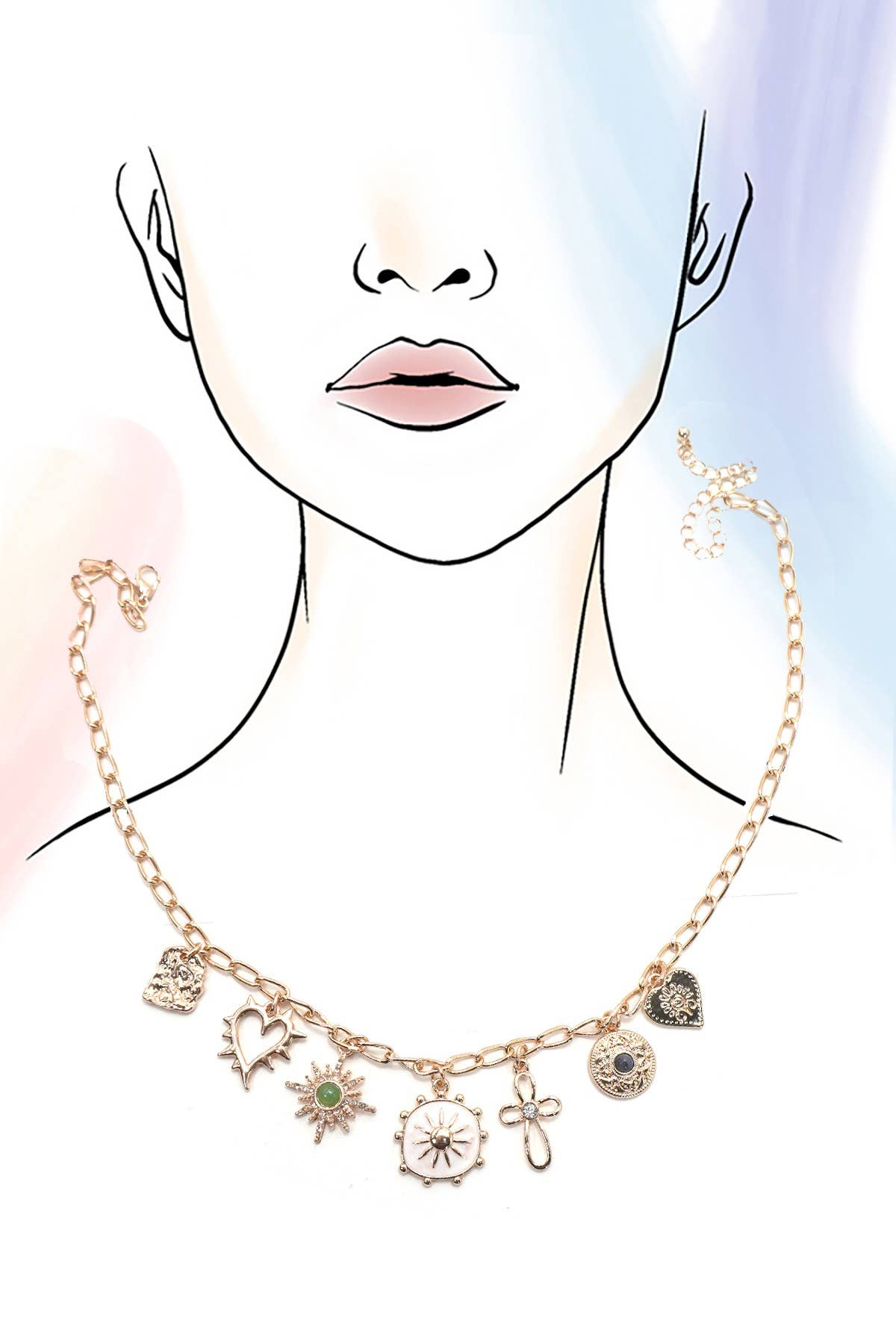 Charm Necklace/ Sunburst Stone