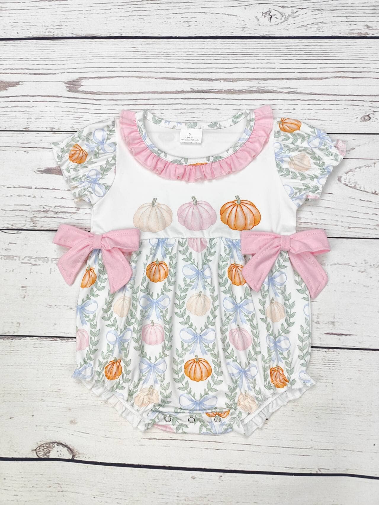 Pumpkin Bubble With Pink Bow: 0-3M