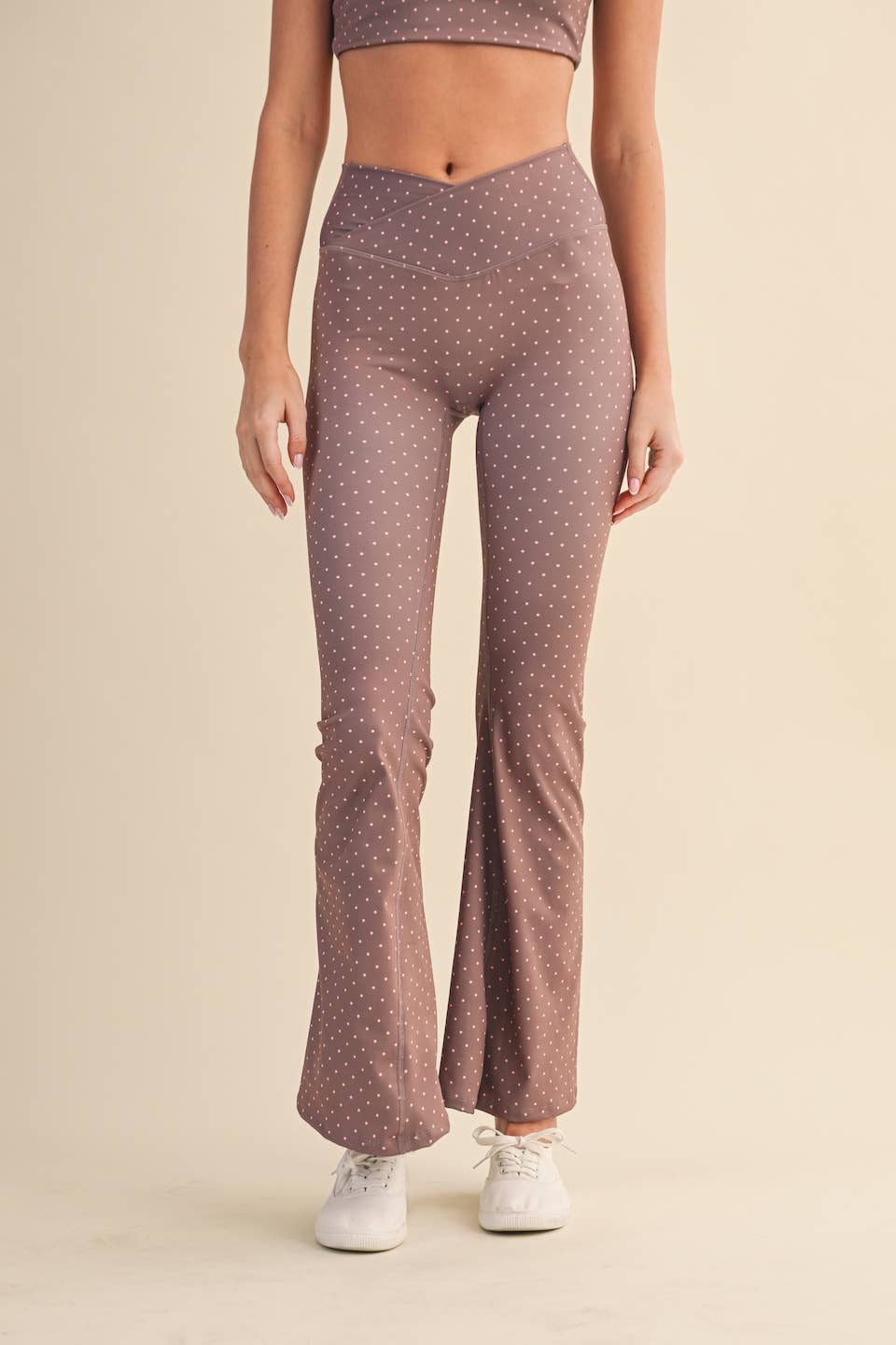 Polka Dot Print High Waist Crossover Leggings