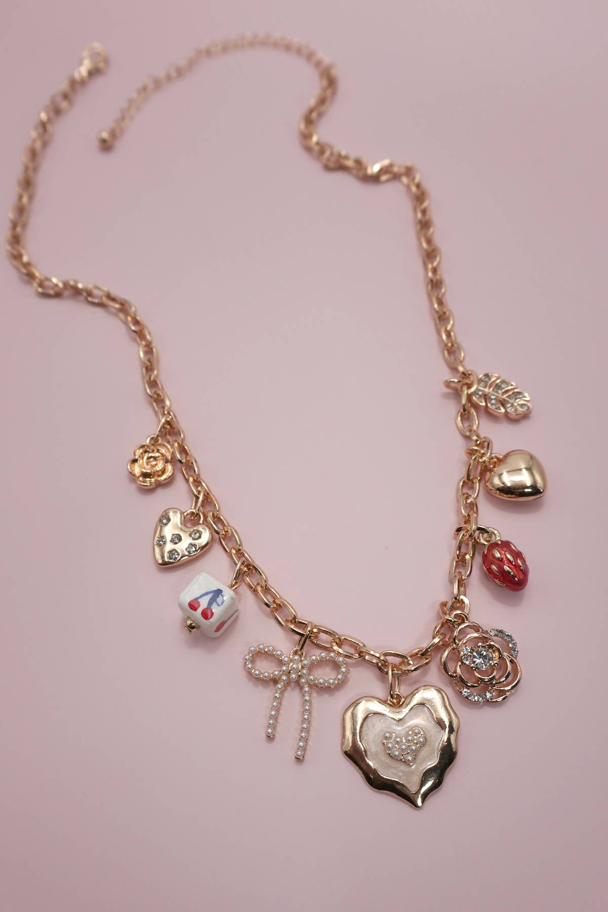 Charm Necklace/ Cherry Bow