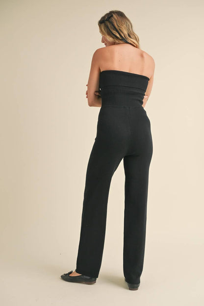 Foldover Bandeau Knit Sweater Jumpsuit