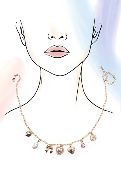 Charm Necklace/ Pink Bow