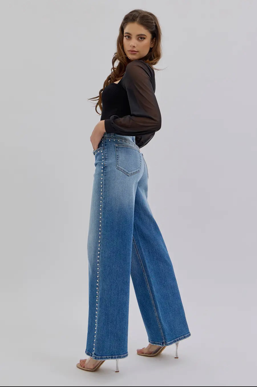 Cello Studded Wide Leg Jeans