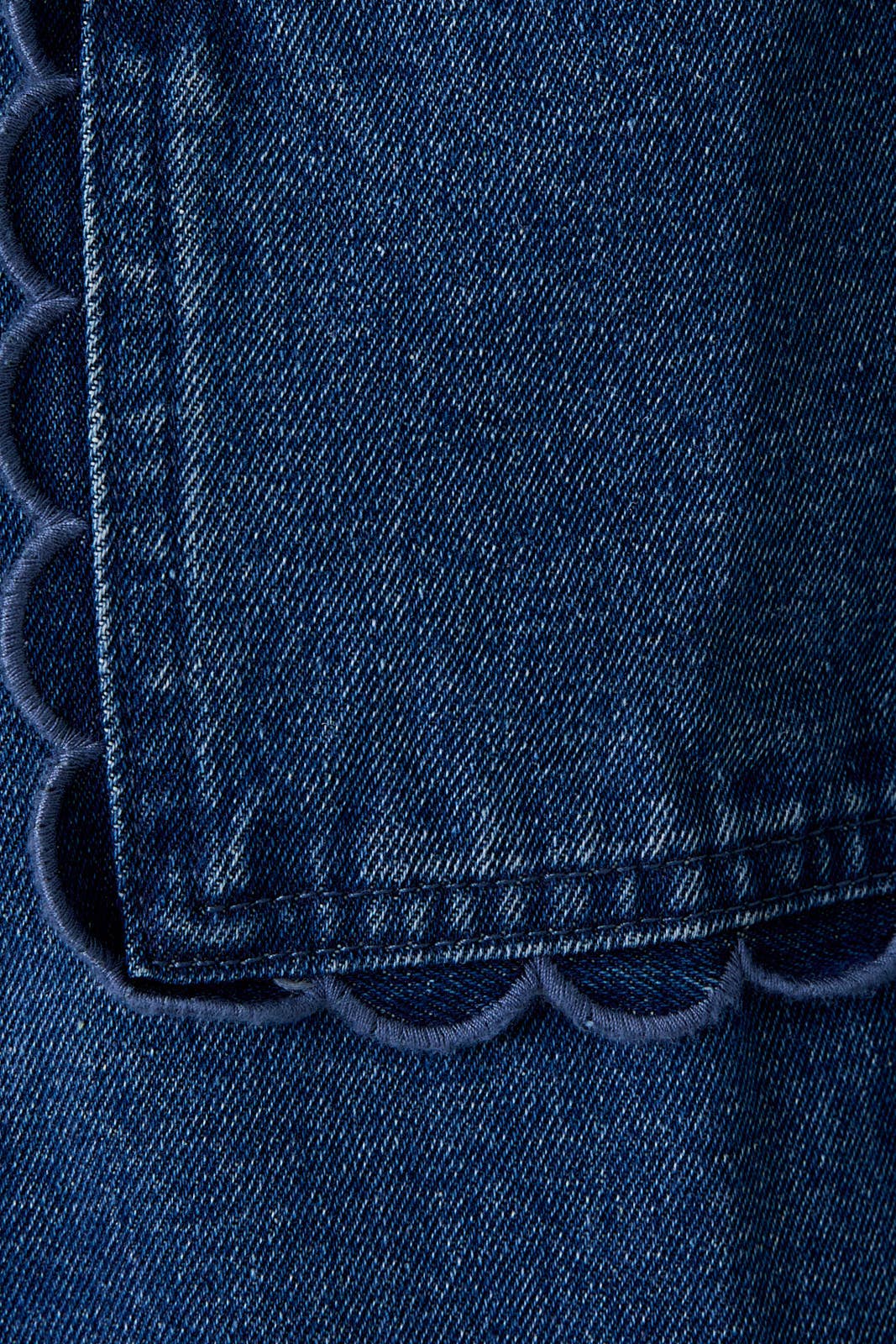 LONG SLEEVE SCALLOP EMBO POCKET DENIM JACKET
