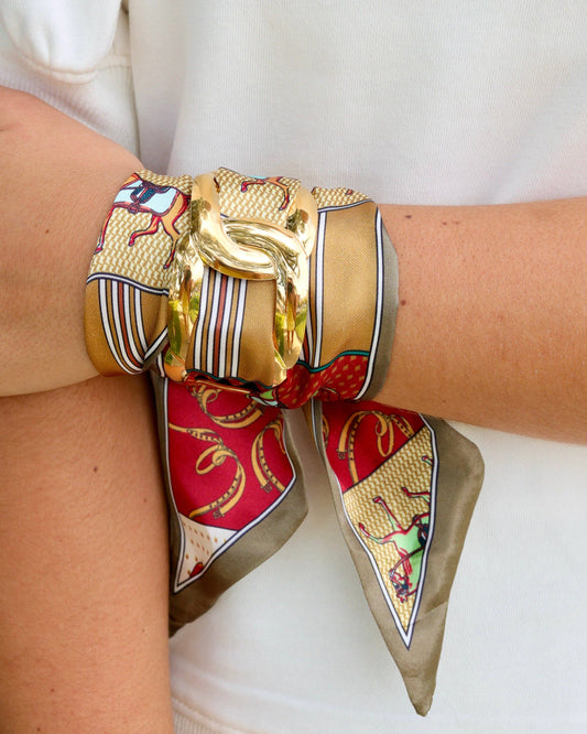 Scarf Bracelet - Burgundy and Gold