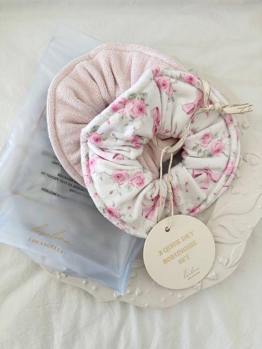 Hair Towel Scrunchies - Rose & Bow