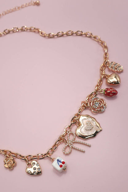 Charm Necklace/ Cherry Bow