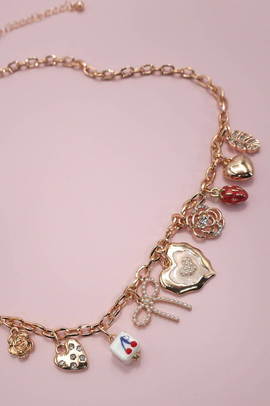 Charm Necklace/ Cherry Bow