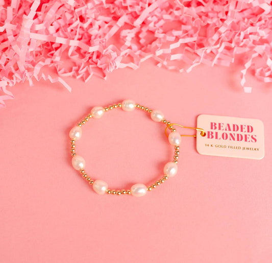 Ellie Pearl Bracelet in Gold: Petite 6.25 inch