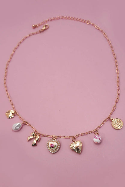 Charm Necklace/ Pink Bow