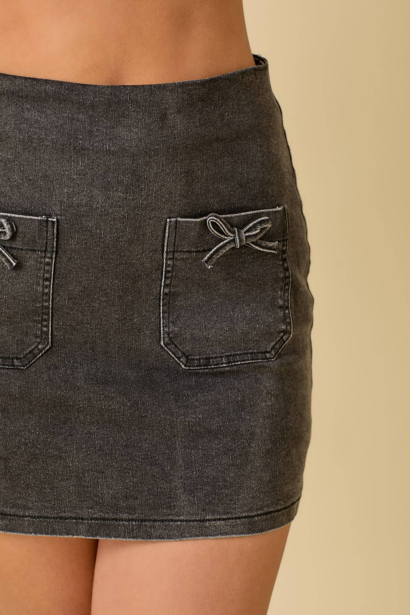 Mini Denim Skort With Ribbon Bow/Small