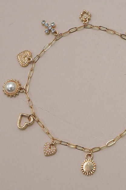 Charm Bracelet/ Pearl Heart