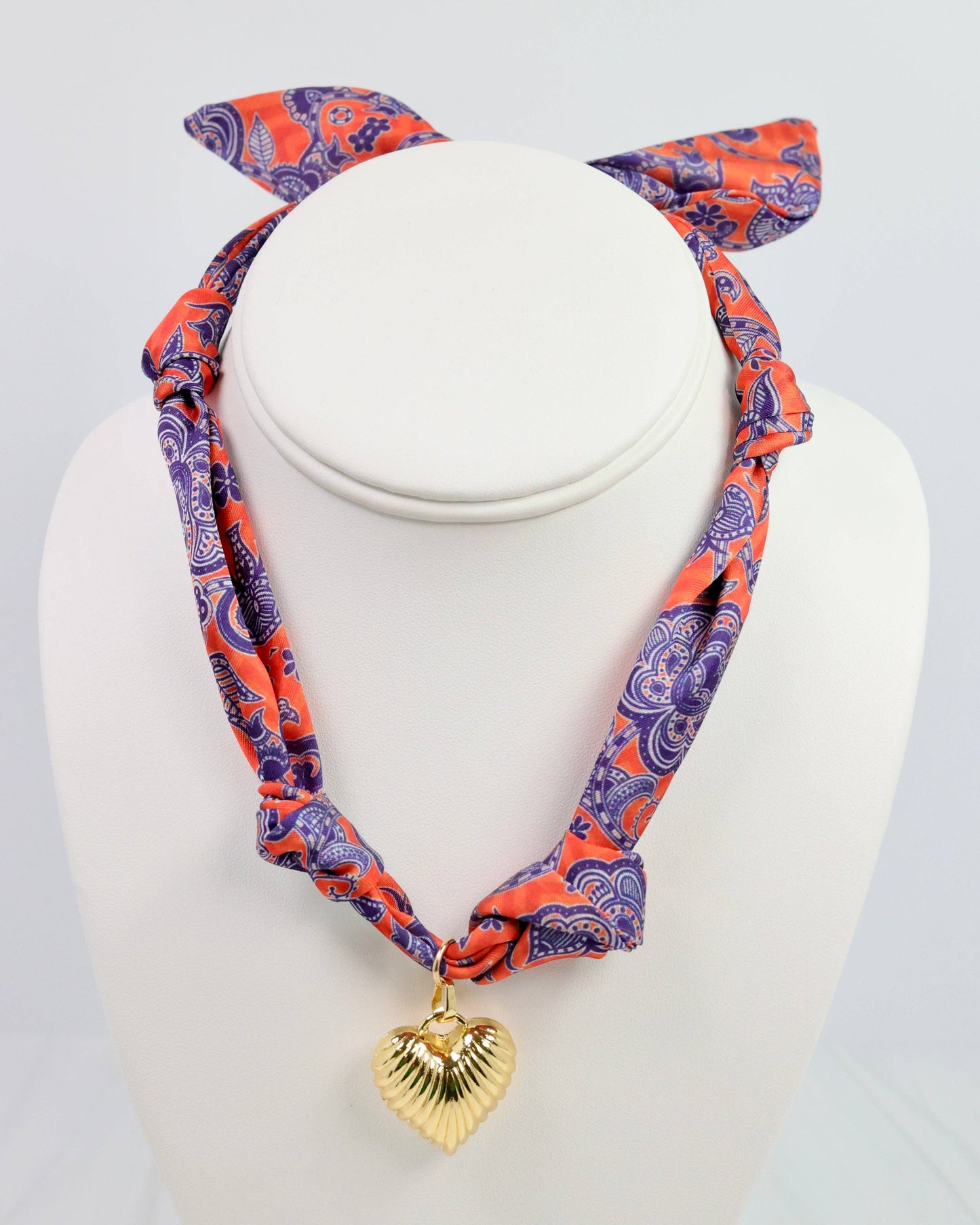 Scarf Charm Necklace - Blue and Orange