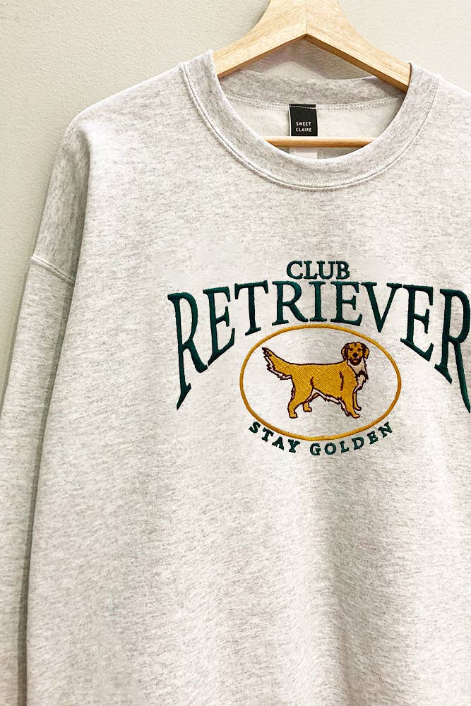 Embroidered Retriever Club Sweatshirt  : ASH GREY / OVERSIZED / LXL