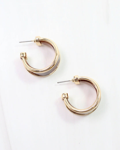 Daphne Gold Trimmed Hoop - Brown