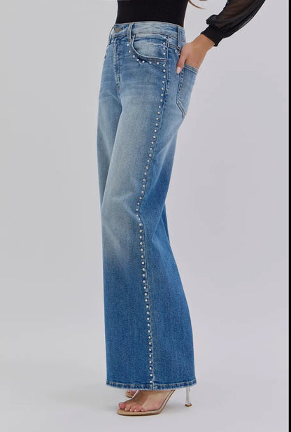 Cello Studded Wide Leg Jeans