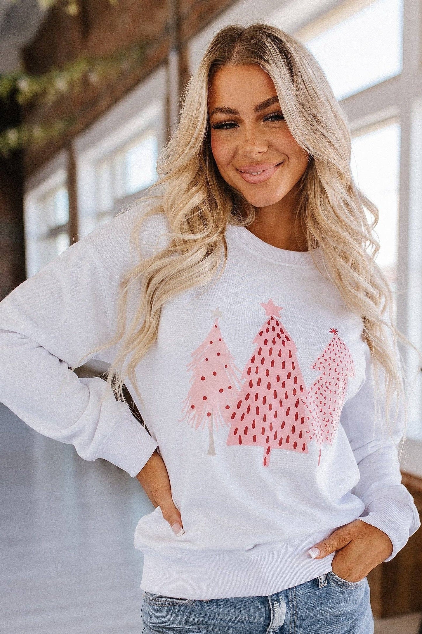 Pink Christmas Tree Sweatshirt