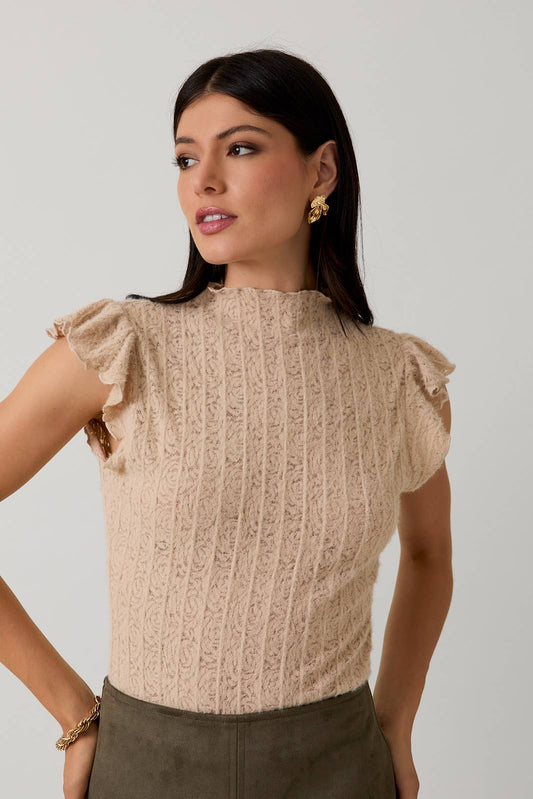 Beige Lace Top