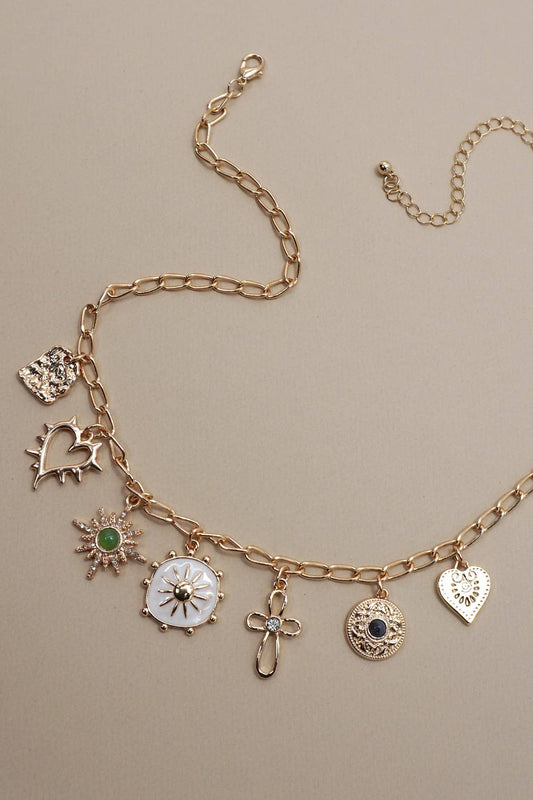Charm Necklace/ Sunburst Stone
