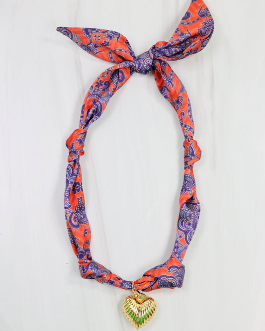 Scarf Charm Necklace - Blue and Orange