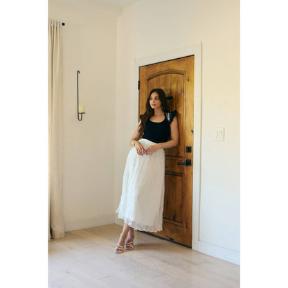 EMBROIDERY SOFT RIB SWEATER TOP WITH RUFFLED SLEEVES