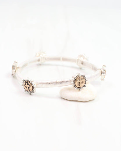 Cross Stretch Bracelet - Silver