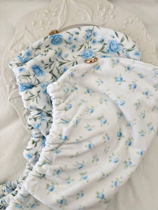 Quick Dry Hair Towel - Blue floral