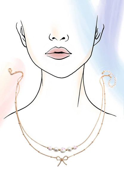 Layer Necklace/ Pink Bow