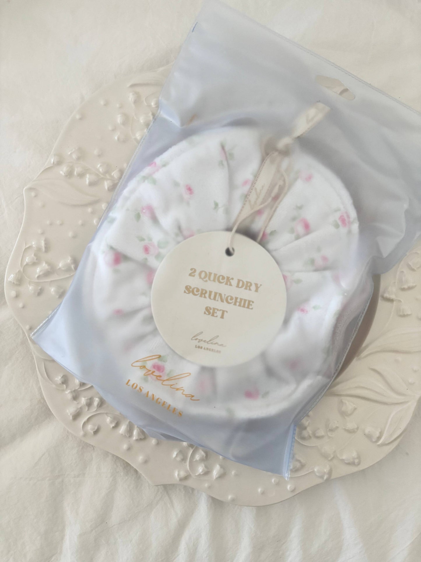 Hair towel scrunchies - Blue floral