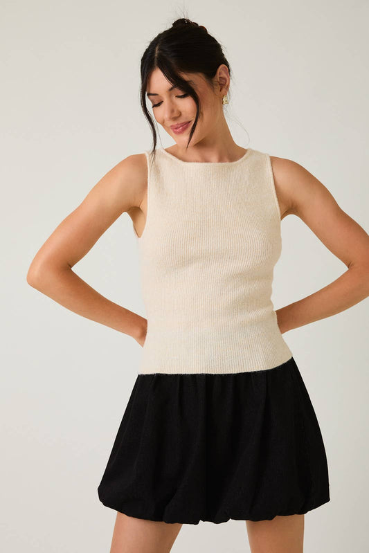 BOAT NECK TANK KNIT TOP