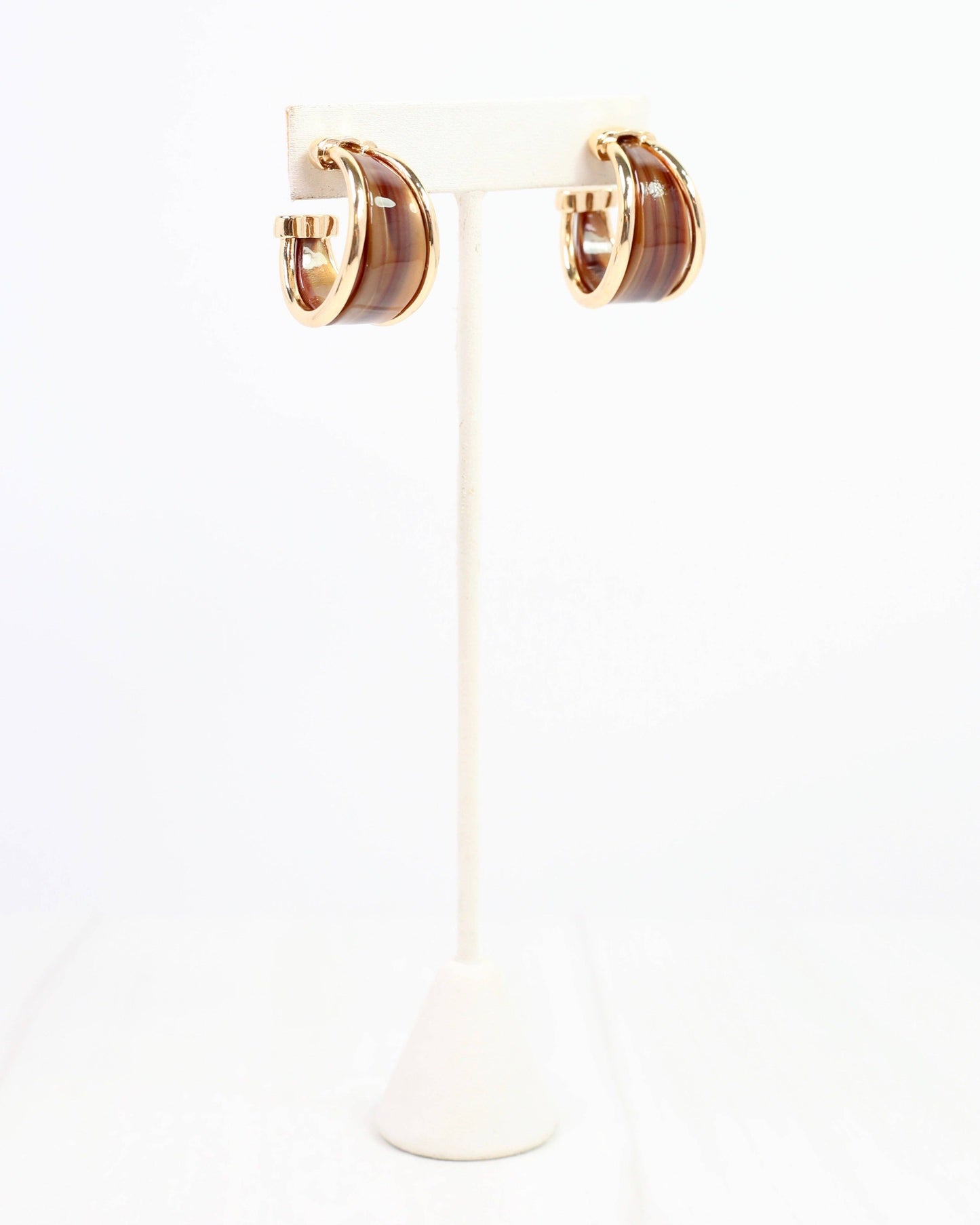Daphne Gold Trimmed Hoop - Brown