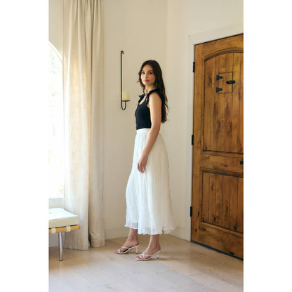 EMBROIDERY SOFT RIB SWEATER TOP WITH RUFFLED SLEEVES