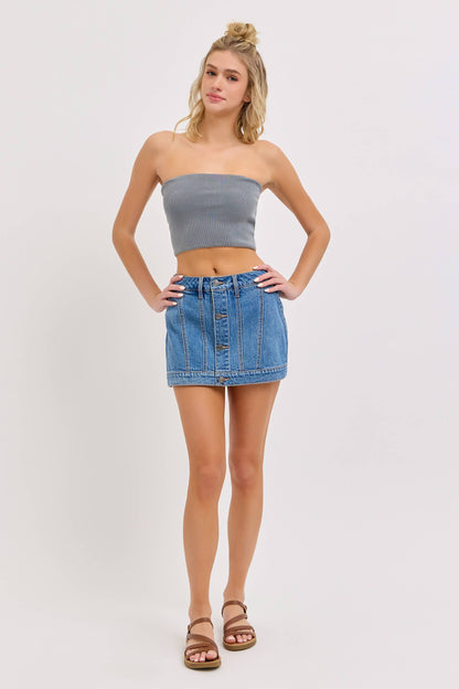 Mid Waisted Button Up Skort/Large