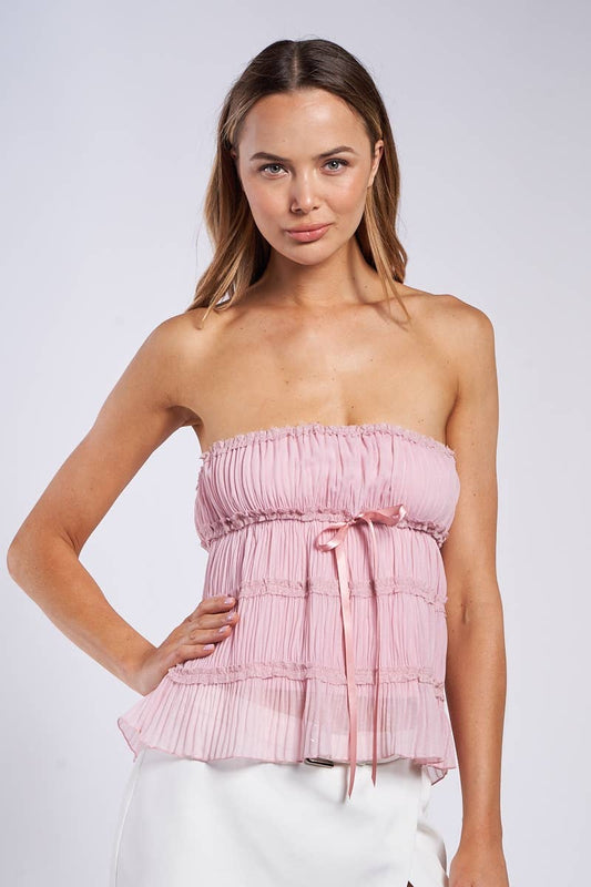 Pink Chiffon Tube Top