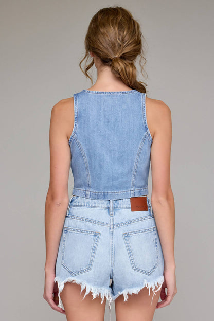 Light Wash Super Soft Cropped Fitted Vest
