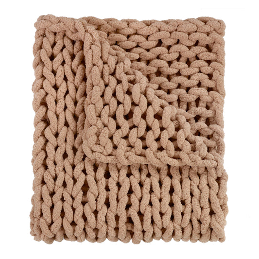 Tan Chunky Knit Blanket