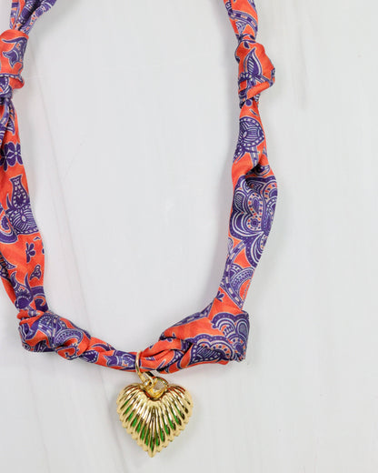 Scarf Charm Necklace - Blue and Orange