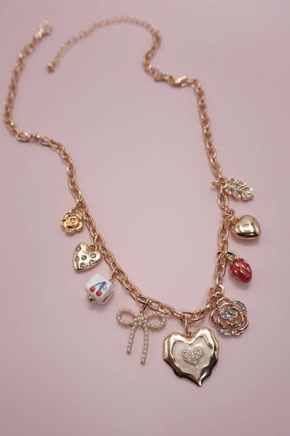 Charm Necklace/ Cherry Bow